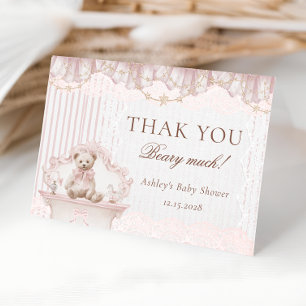 Tarjeta de agradecimiento de baby shower rosa We C