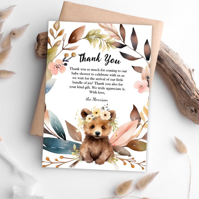 Tarjeta de agradecimiento de Baby Shower Rustic Be (Subido por el creador)