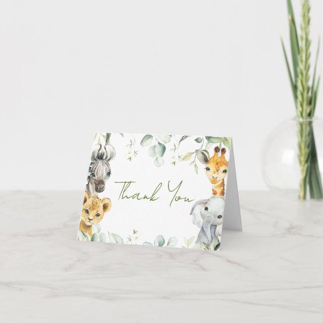 Tarjeta de agradecimiento de Baby Shower Safari Ju (Anverso)