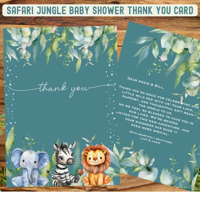 Tarjeta de agradecimiento de Baby Shower Safari pa (Subido por el creador)