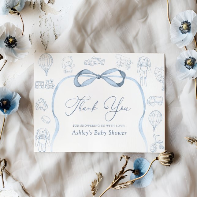 Tarjeta de agradecimiento de Baby Shower Toile de  (Subido por el creador)