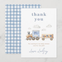 Tarjeta de agradecimiento de Baby Shower Train