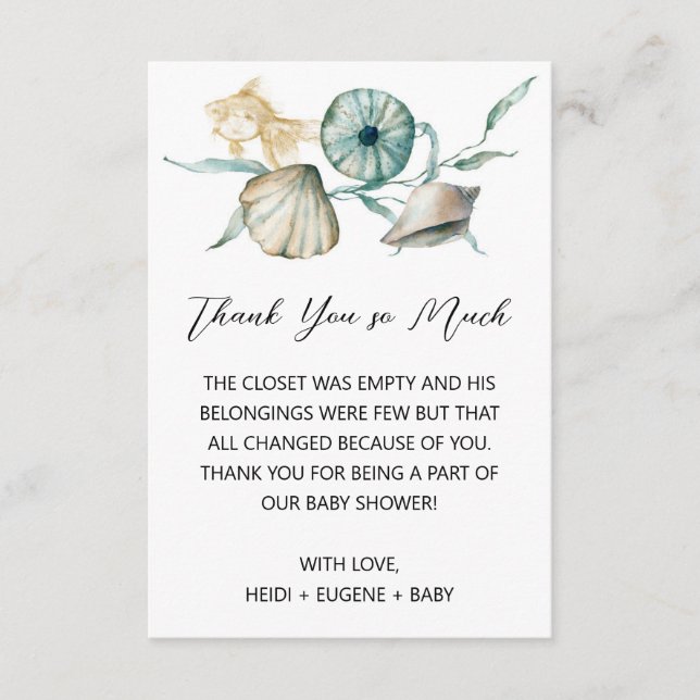 Tarjeta de agradecimiento de Baby Shower Under Sea (Anverso)
