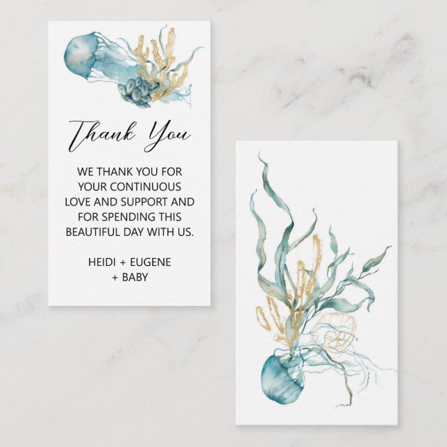 Tarjeta de agradecimiento de Baby Shower Under Sea (Anverso / Reverso)