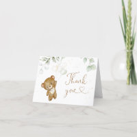 Tarjeta de agradecimiento de Baby Shower verde de 