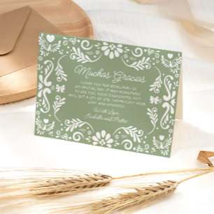 Tarjeta de agradecimiento de Baby Shower verde sab