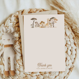 Tarjeta de agradecimiento de Baby Shower Wild Safa
