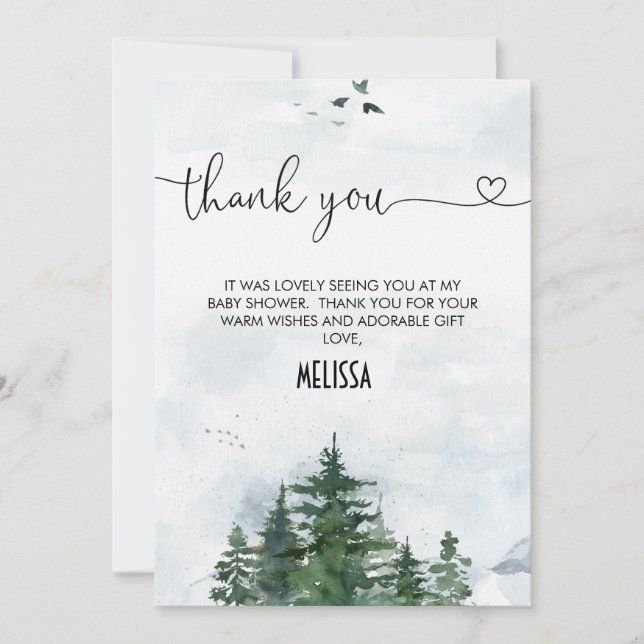 Tarjeta de agradecimiento de Baby Shower Wildernes (Anverso)