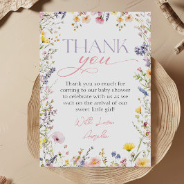 Tarjeta de agradecimiento de Baby Shower Wildflowe