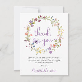 Tarjeta de agradecimiento de Baby Shower Wildflowe