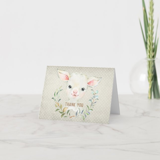 Tarjeta de agradecimiento de Baby Shower Woolie La (Anverso)
