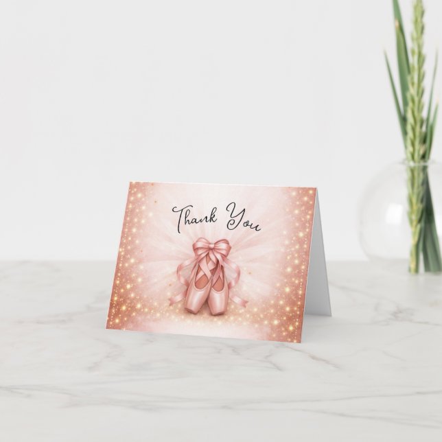 Tarjeta de agradecimiento de bailarina rosa (Anverso)