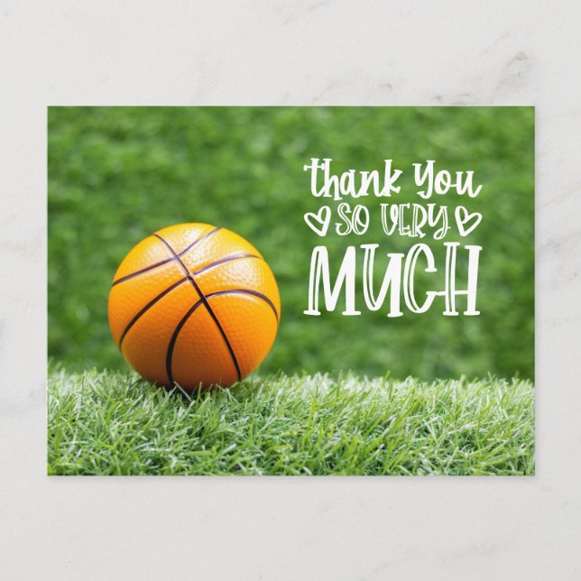 Tarjeta de agradecimiento de baloncesto con balonc (Anverso)