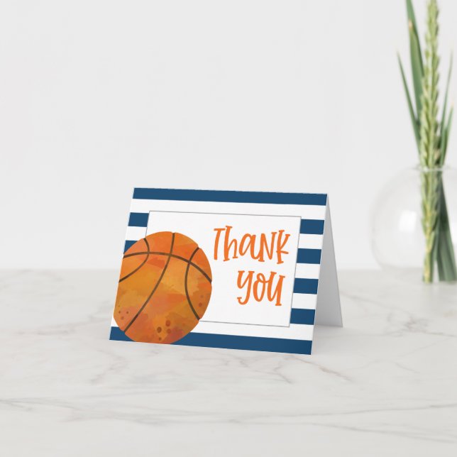 Tarjeta de agradecimiento de baloncesto doblada (Anverso)