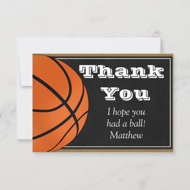 Tarjeta de agradecimiento de baloncesto para jugad (Anverso)