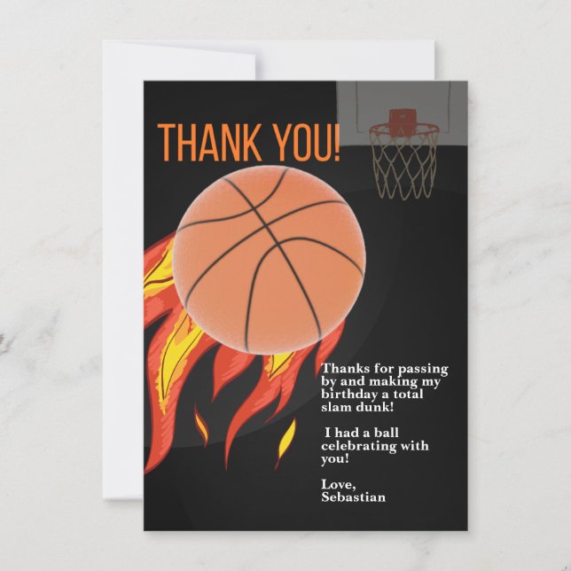 Tarjeta de agradecimiento de básquetbol (Anverso)