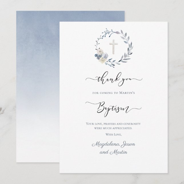 Tarjeta de agradecimiento de bautismo (Anverso / Reverso)