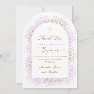 tarjeta de agradecimiento de Bautizo con flores de