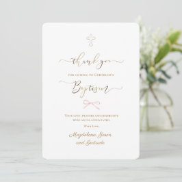 tarjeta de agradecimiento de bautizo lazo rosa peq