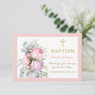 Tarjeta de agradecimiento de bautizo personalizada