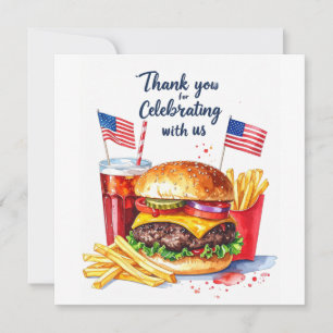 Tarjeta de agradecimiento de BBQ de hotdog del 4 d