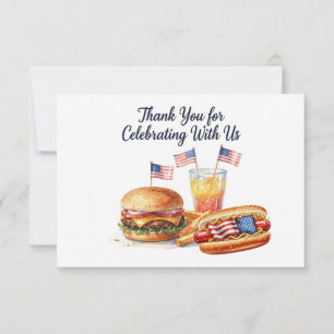Tarjeta de agradecimiento de BBQ de hotdog del 4 d