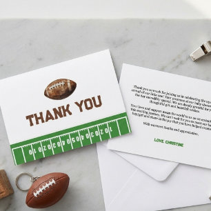Tarjeta de agradecimiento de bebé de fútbol al agu