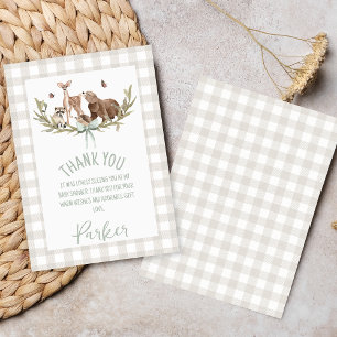 Tarjeta de agradecimiento de bebé de madera rústic