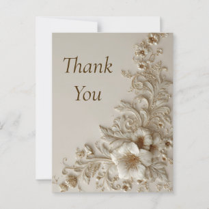 Tarjeta de agradecimiento de Beige e Marfil Floral