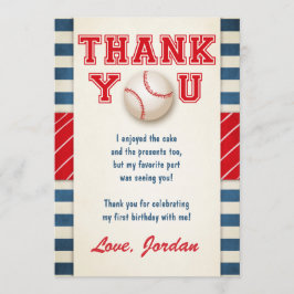 Tarjeta de agradecimiento de béisbol niño de cumpl