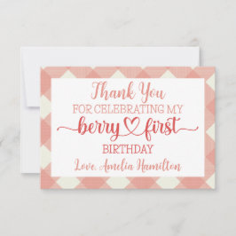 Tarjeta de agradecimiento de Berry First Birday