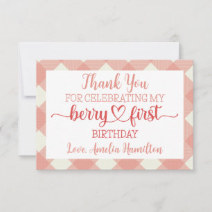 Tarjeta de agradecimiento de Berry First Birday