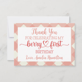 Tarjeta de agradecimiento de Berry First Birday