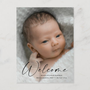 Tarjeta de agradecimiento de bienvenida al bebé co