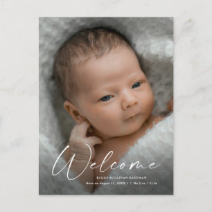 Tarjeta de agradecimiento de bienvenida al bebé co