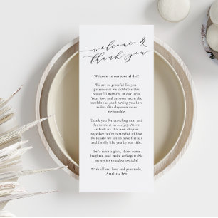 Tarjeta de agradecimiento de bienvenida para boda