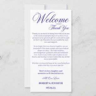 Tarjeta de agradecimiento de bienvenida para boda