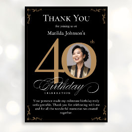 Tarjeta de agradecimiento de Black Gold Photo 40th