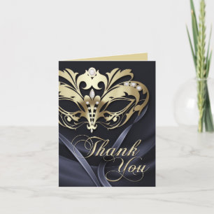 Tarjeta de agradecimiento de Black Masquerade Gold