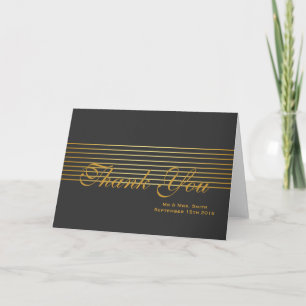 Tarjeta de agradecimiento de Black with Gold Strie