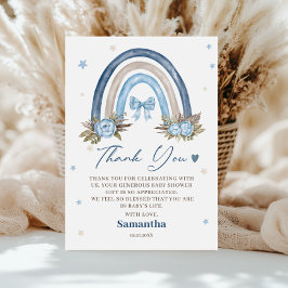 Tarjeta de agradecimiento de Blue Boho Rainbow Bab
