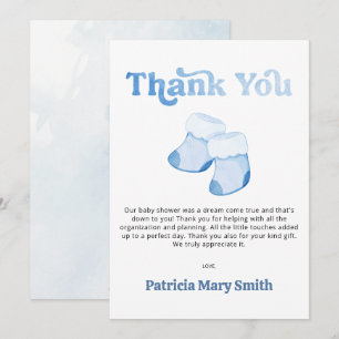 Tarjeta de agradecimiento de Blue Booties Boy Baby