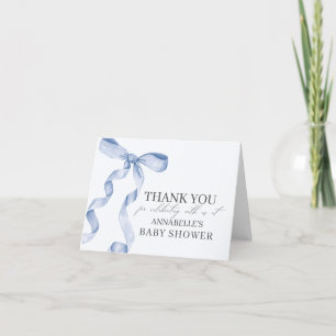 Tarjeta de agradecimiento de Blue Bow Baby Shower 