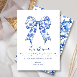 Tarjeta de agradecimiento de Blue Chinoiserie Bow