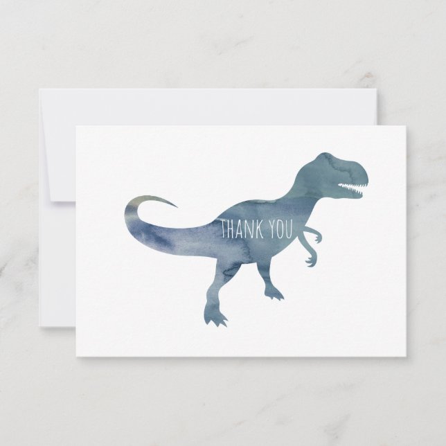 Tarjeta de agradecimiento de Blue Dinosaur Trex Fl (Anverso)
