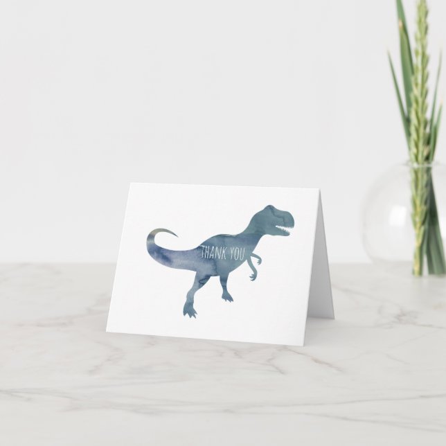 Tarjeta de agradecimiento de Blue Dinosaur Trex Fl (Anverso)