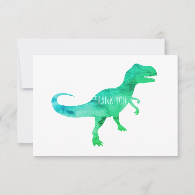 Tarjeta de agradecimiento de Blue Dinosaur Trex Fl (Anverso)
