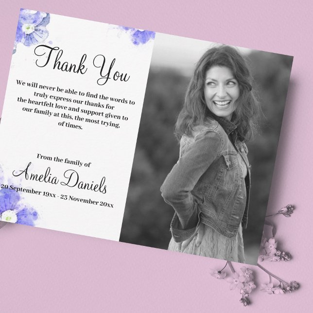 Tarjeta de agradecimiento de Blue Forget-Me-Not In (Beautiful Forget-me-not remembrance stationery & cards.)