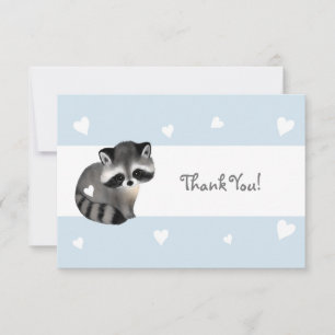 Tarjeta de agradecimiento de Blue Heart Raccoon