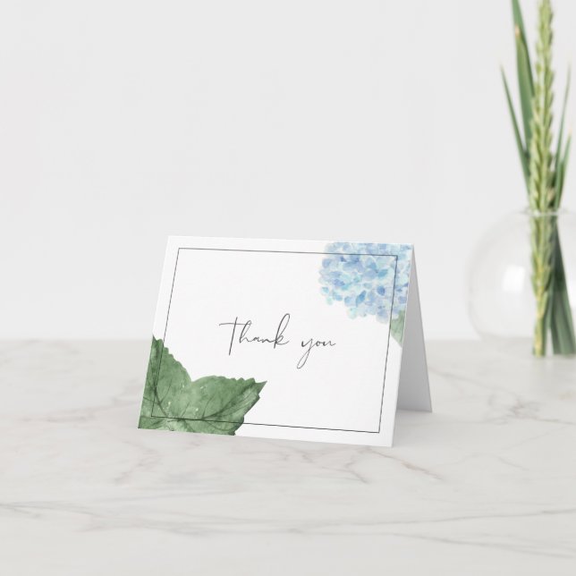 Tarjeta de agradecimiento de Blue Hydrangea (Anverso)